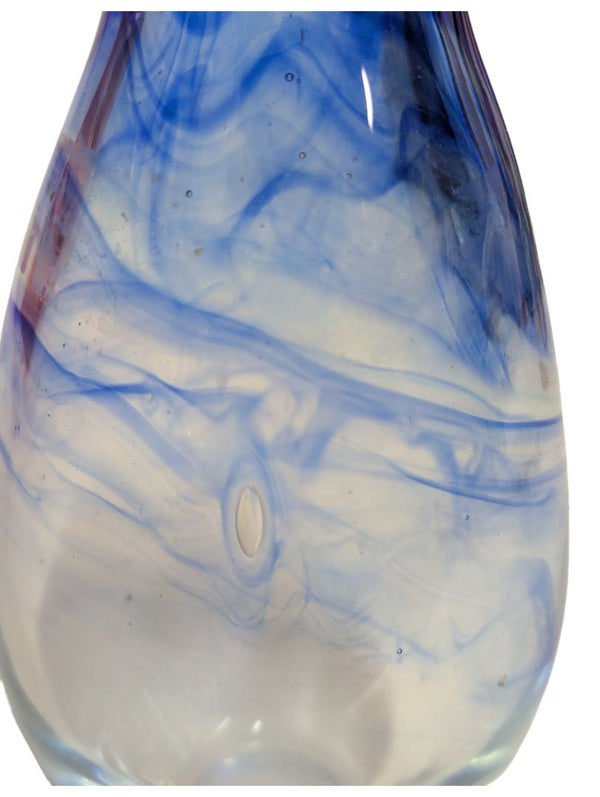 Blue Swirl Art Glass Vase