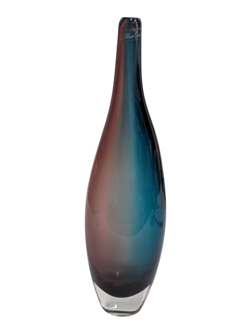 Max Cocco Teal & Plum Art Glass Vase