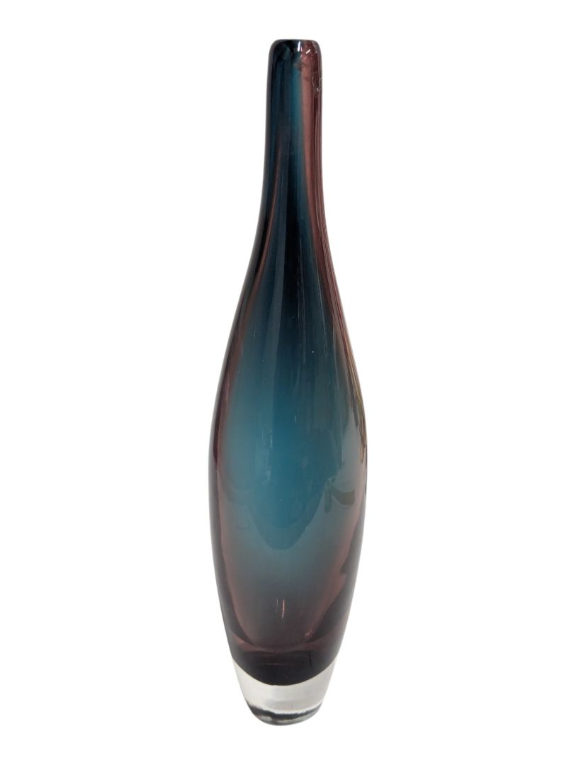 Max Cocco Teal & Plum Art Glass Vase