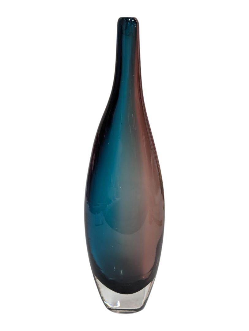 Max Cocco Teal & Plum Art Glass Vase