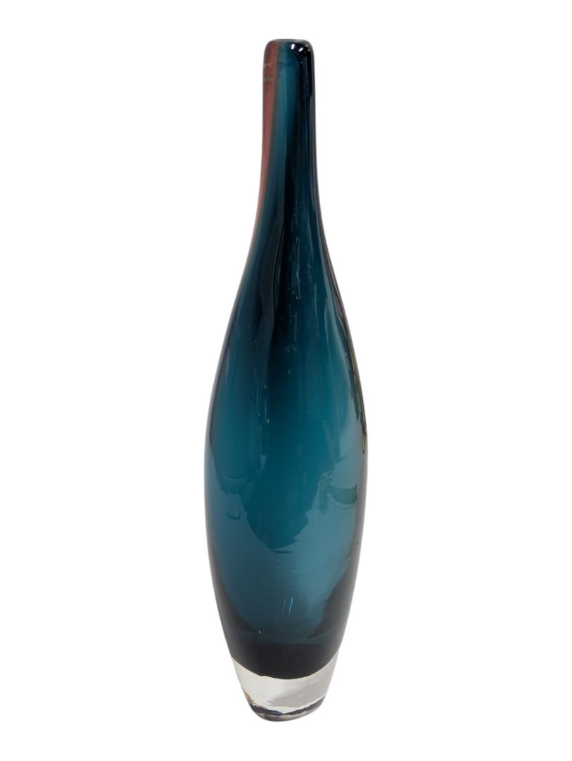 Max Cocco Teal & Plum Art Glass Vase