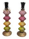 Pair of Foreside Multicolor Glass Candlesticks
