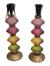 Pair of Foreside Multicolor Glass Candlesticks