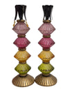 Pair of Foreside Multicolor Glass Candlesticks