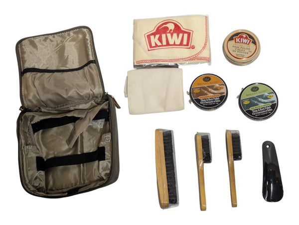 Vintage Shoe Shine Travel Kit with Case