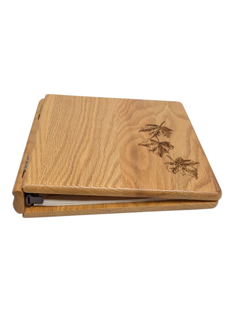 Wooden Memorial Guest Book with Maple Leaf Design