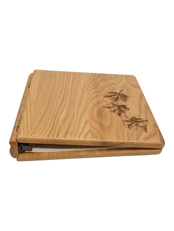 Wooden Memorial Guest Book with Maple Leaf Design