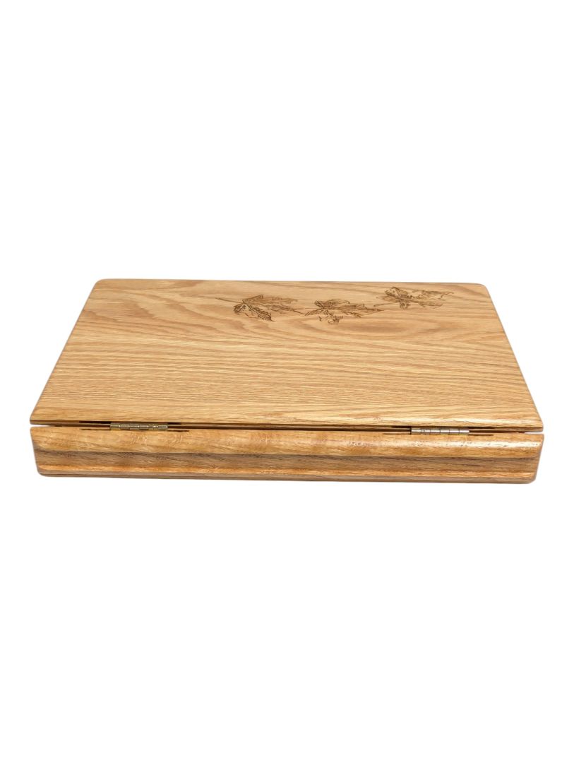 Wooden Memorial Guest Book with Maple Leaf Design