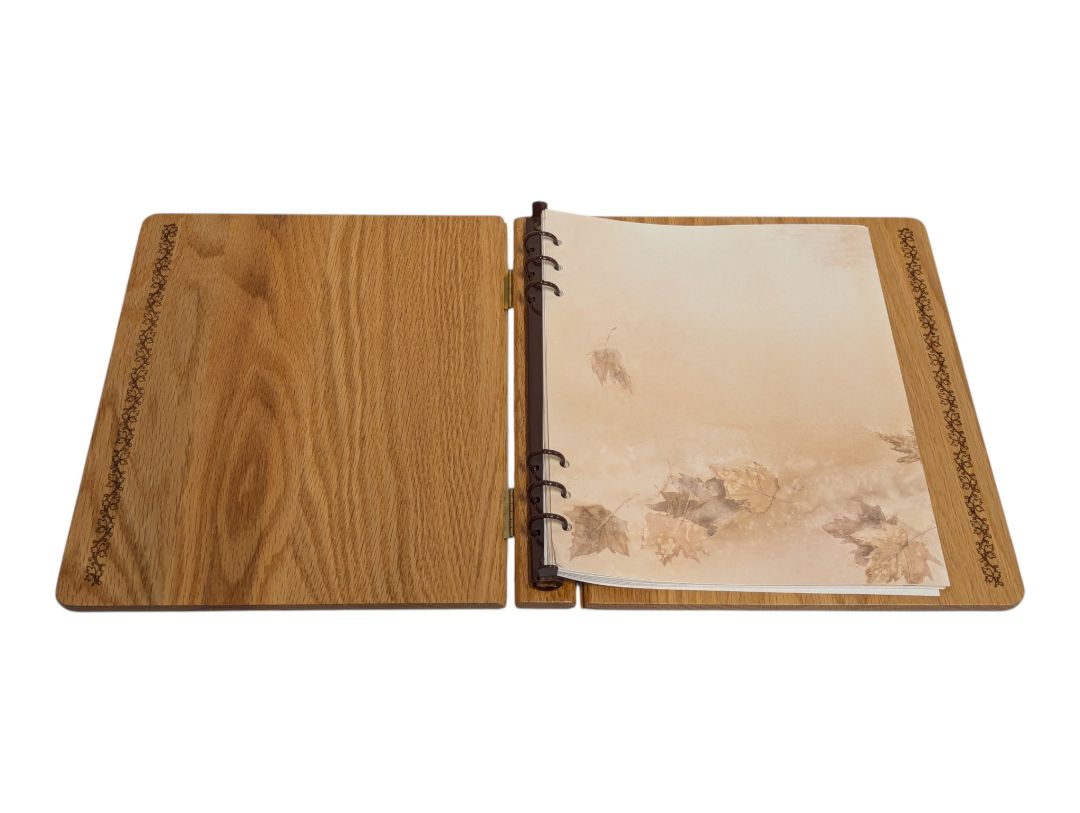 Wooden Memorial Guest Book with Maple Leaf Design