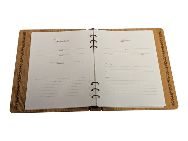 Wooden Memorial Guest Book with Maple Leaf Design