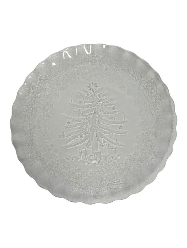 Holiday Season Glass Christmas Tree Serving Platter