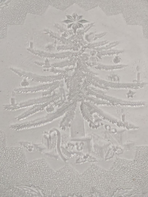 Holiday Season Glass Christmas Tree Serving Platter