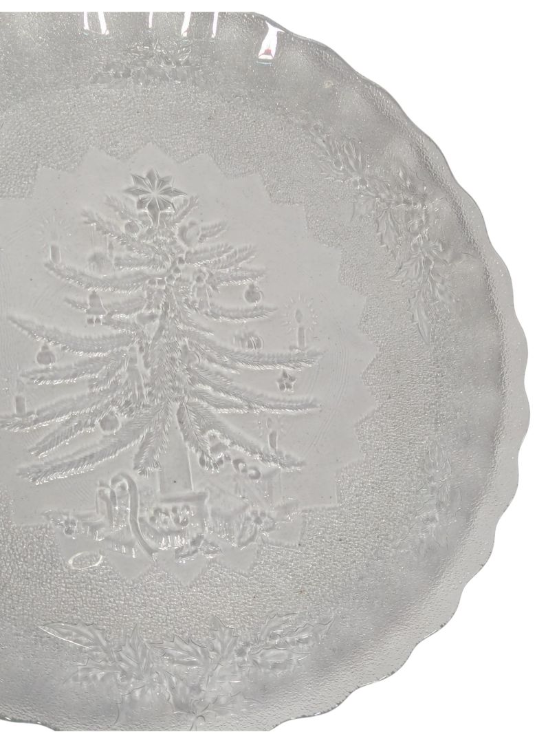 Holiday Season Glass Christmas Tree Serving Platter