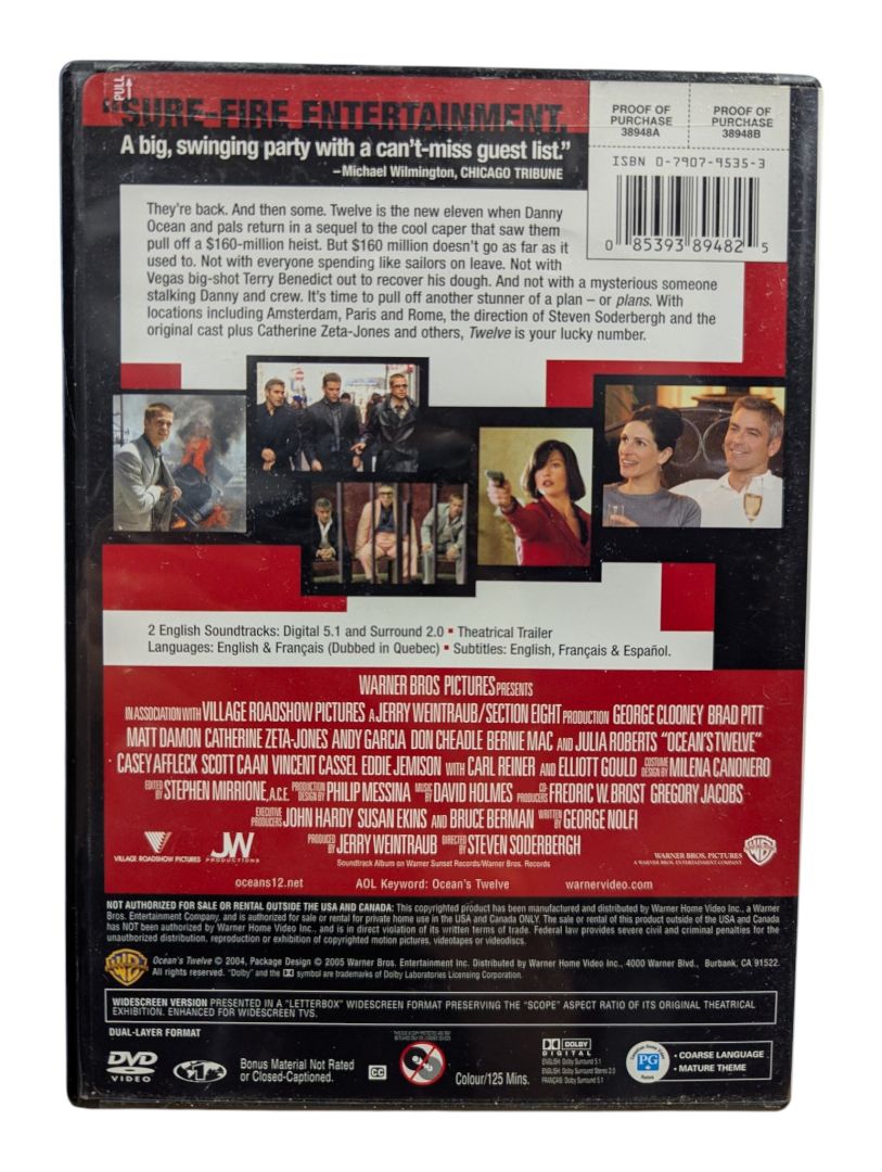 Ocean’s Twelve – Widescreen Edition DVD