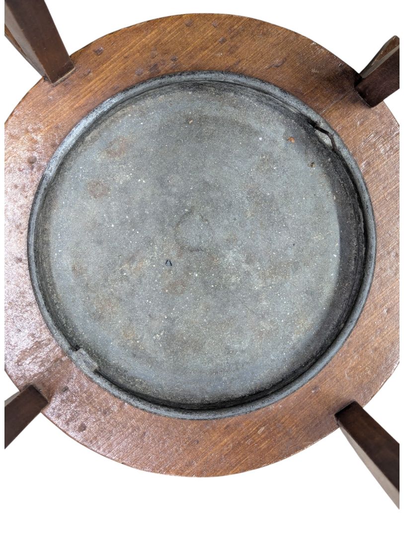 Vintage Wooden Umbrella Stand with Metal Drip Tray