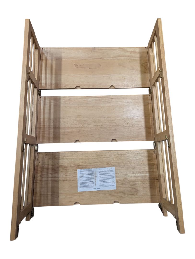 Folding Wooden 3-Tier Display Shelf