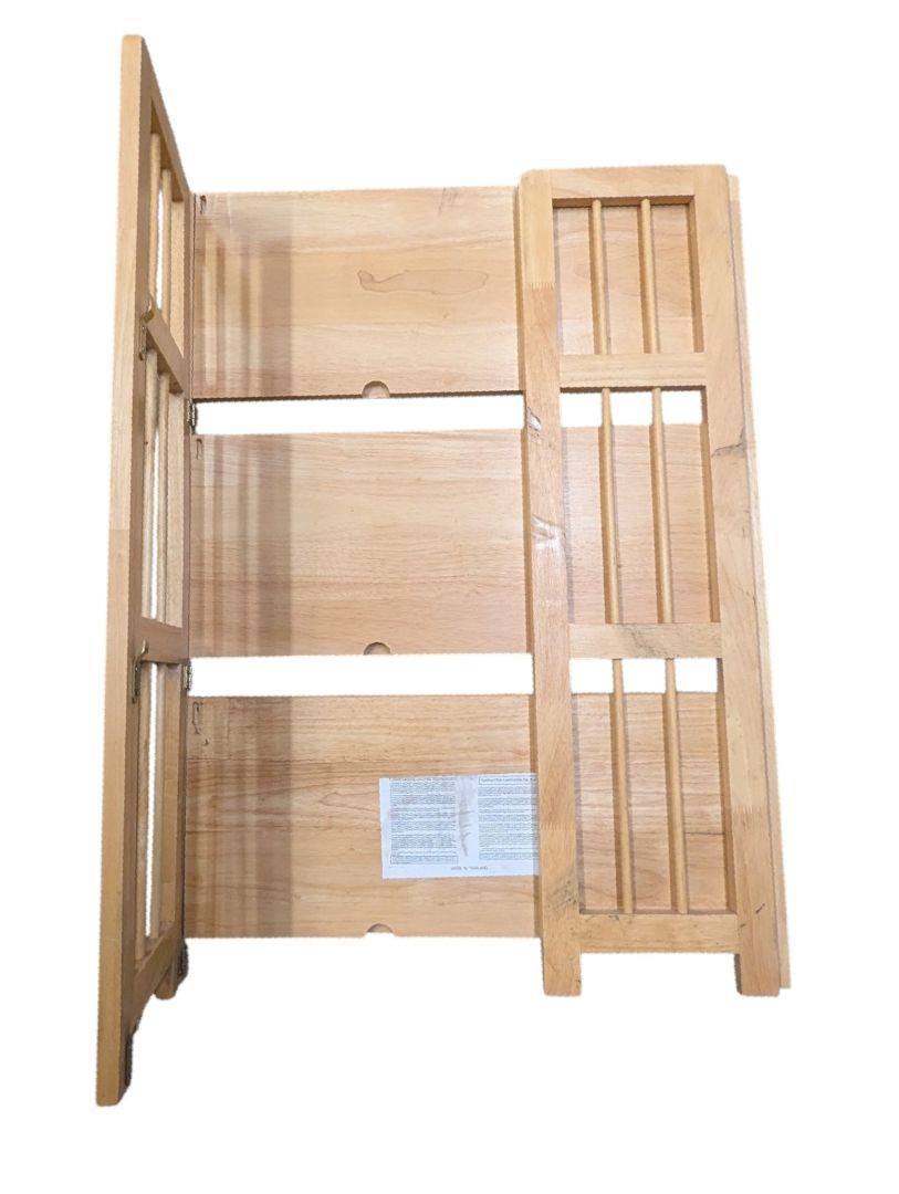 Folding Wooden 3-Tier Display Shelf