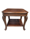 Traditional Carved Wood End Table with Inlaid Top