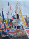 “Busy Morning at Jepara” Framed Harbor Watercolor