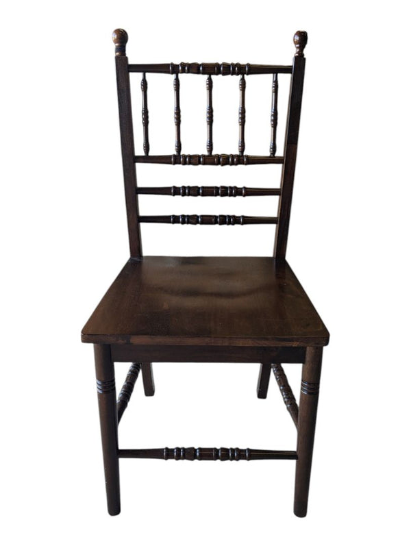 Vintage Dark Wood Turned-Spindle Side Chair