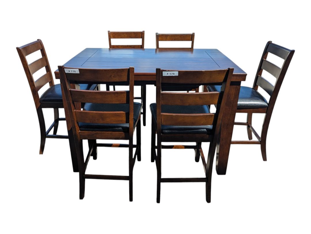 Counter-Height Extendable Dining Table with 6 Chairs