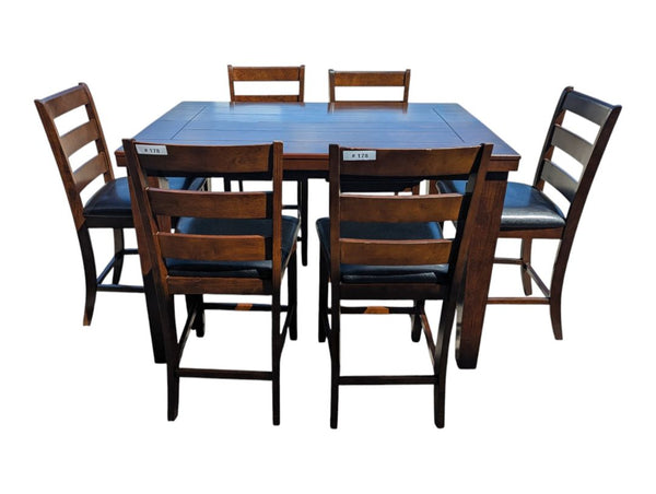 Counter-Height Extendable Dining Table with 6 Chairs