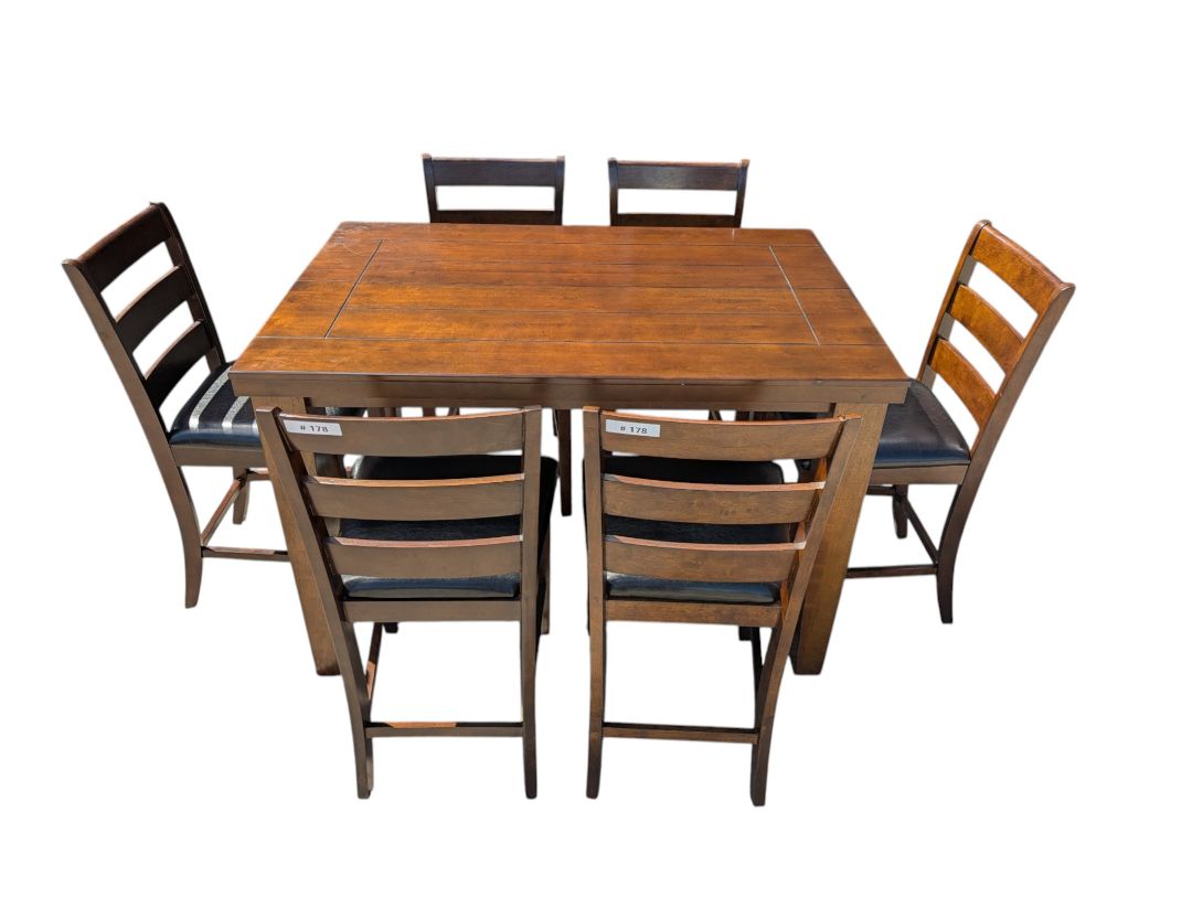 Counter-Height Extendable Dining Table with 6 Chairs