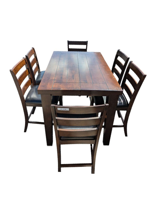 Counter-Height Extendable Dining Table with 6 Chairs