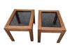 Pair of Oak-Framed Glass Top End Tables