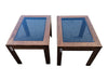 Pair of Oak-Framed Glass Top End Tables