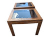 Pair of Oak-Framed Glass Top End Tables