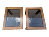 Pair of Oak-Framed Glass Top End Tables