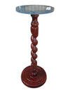 Round Green Stone-Top Barley Twist Pedestal Table