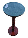 Round Green Stone-Top Barley Twist Pedestal Table