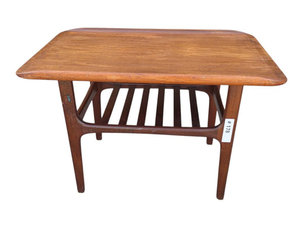 Mid-Century Modern Wood Side Table with Magazine Rack