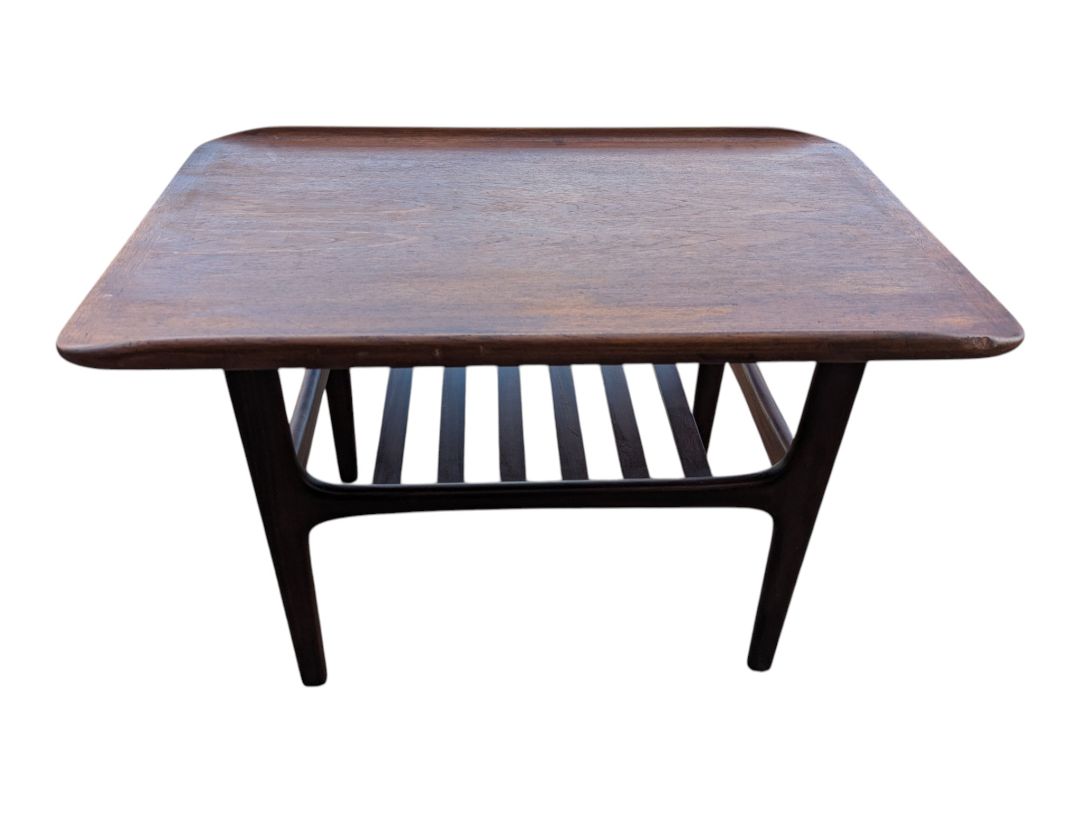Mid-Century Modern Wood Side Table with Magazine Rack