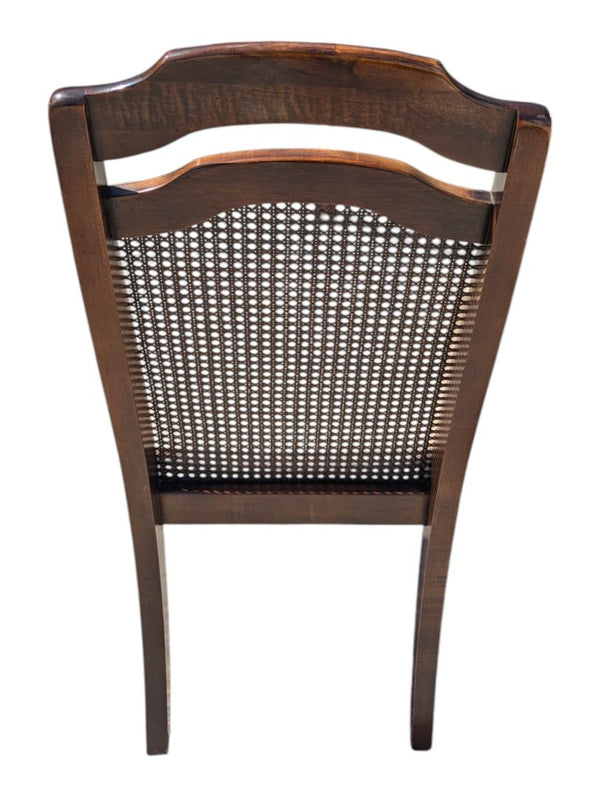 Vintage Extendable Wood Dining Table with 4 Cane-Back Chairs