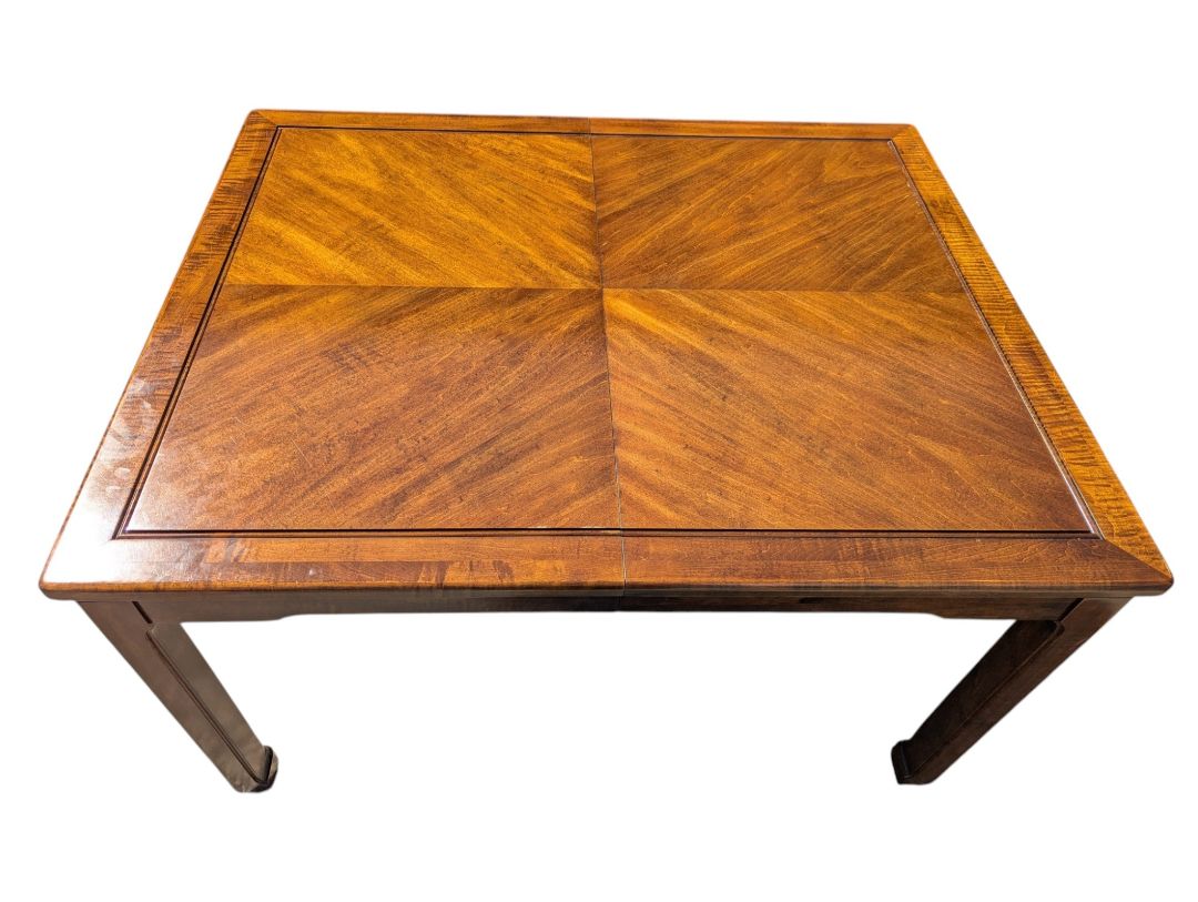 Vintage Extendable Wood Dining Table with 4 Cane-Back Chairs