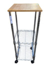Chrome Wire Rolling Kitchen Cart with Wood Top
