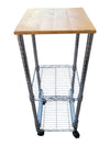 Chrome Wire Rolling Kitchen Cart with Wood Top
