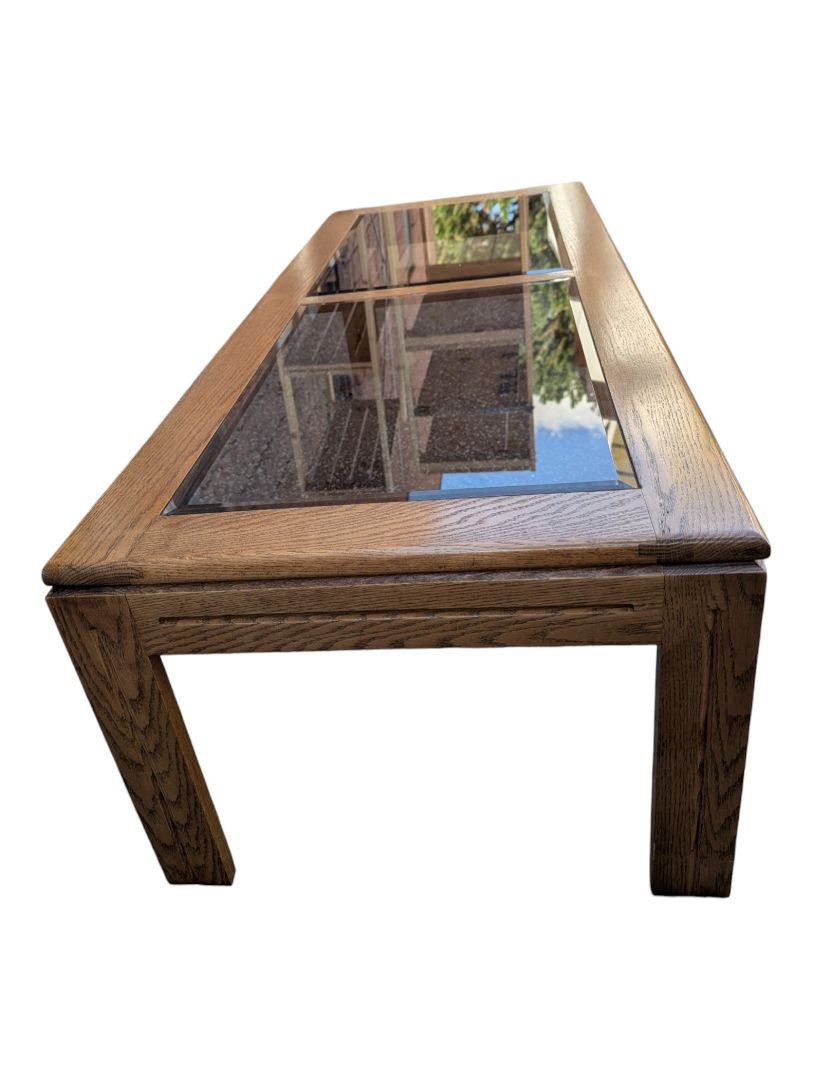 Oak & Glass Rectangular Coffee Table