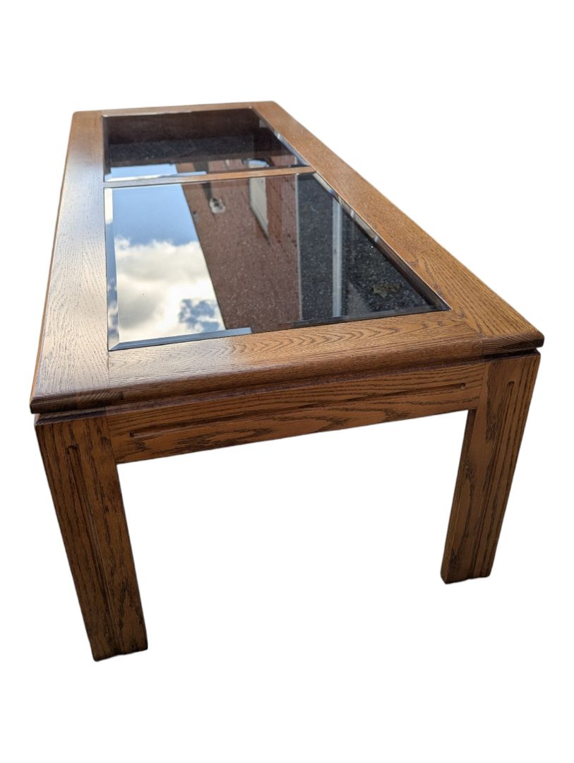 Oak & Glass Rectangular Coffee Table
