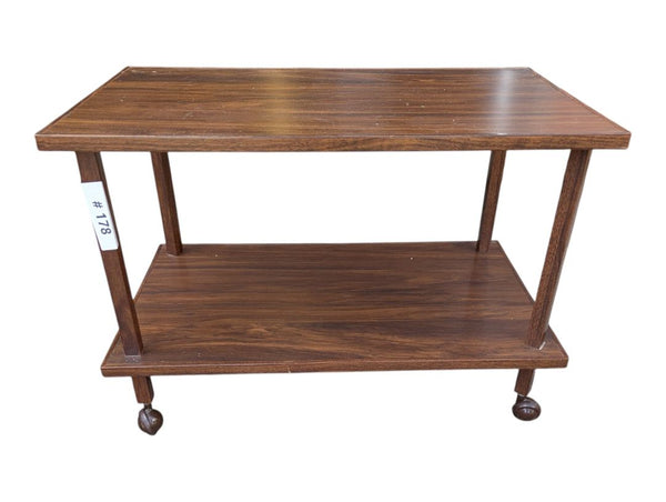 Vintage Two-Tier Wood Rolling Side Table
