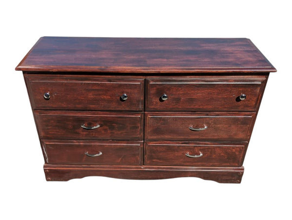 Vintage Six-Drawer Wood Dresser
