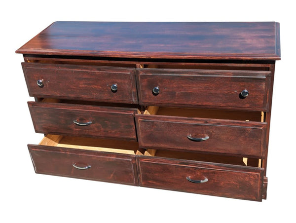 Vintage Six-Drawer Wood Dresser