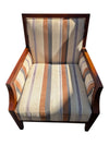 Pair of Wood-Framed Striped Upholstered Armchairs