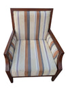 Pair of Wood-Framed Striped Upholstered Armchairs