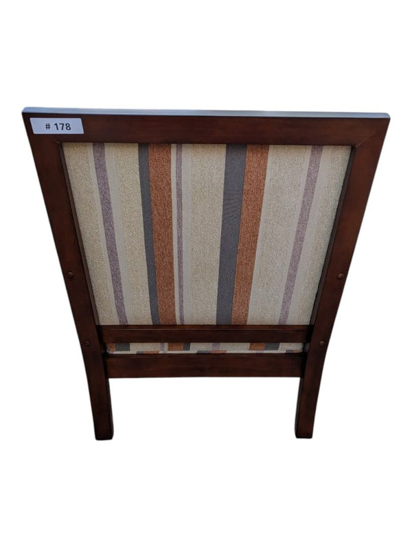 Pair of Wood-Framed Striped Upholstered Armchairs