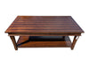 Wood Coffee Table with Lower Shelf & Studded Trim