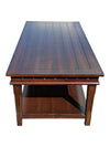 Wood Coffee Table with Lower Shelf & Studded Trim